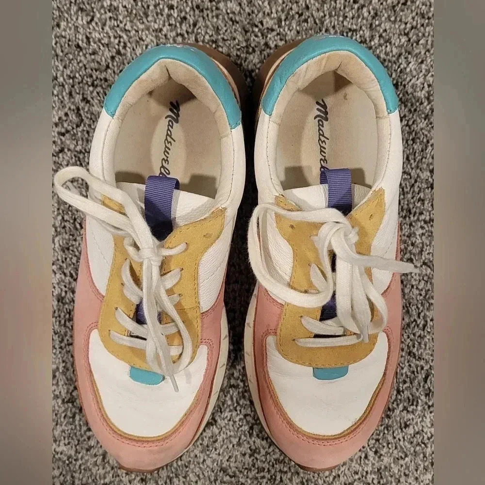 Madewell Kickoff Trainer Sneakers Colorblock Leather Womens Size 7 - Picture 4 of 8